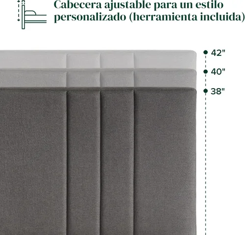 Miniatura 8 de Zinus Billie - Base de cama con plataforma, cuatro cajones de almacenamiento debajo de la cama, cabecera ajustable en altura, estilo tapizado, Gris