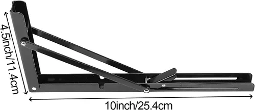 Miniatura 2 de ZOENHOU 4 soportes plegables para estantes de 10 pulgadas, soportes plegables de metal resistente de 176 libras con tornillos, estantes colgantes