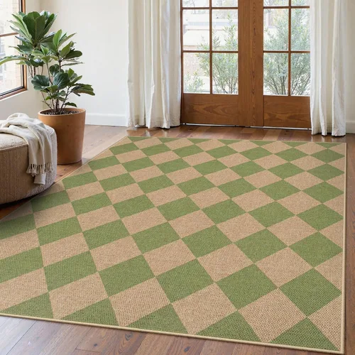 Miniatura 31 de Lahome Alfombra de yute a cuadros fácil 2'x3', alfombra pequeña para entrada, antideslizante, alfombra para la puerta delantera de la cocina