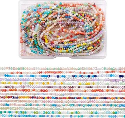 Miniatura 28 de Craftdady 10 hebras de cuentas de cristal galvanizado facetado de 0.157 pulgadas (0.157 in) chapadas en perlas brillantes pequeñas cuentas