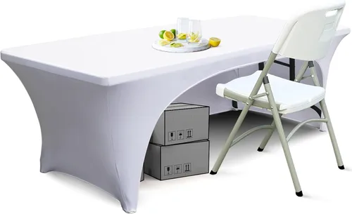 Miniatura 11 de ABCCANOPY - Mantel elástico de 1,2 m para mesa, ajustado, con parte trasera abierta, lavable, salvamanteles para mesas rectangulares, color negro