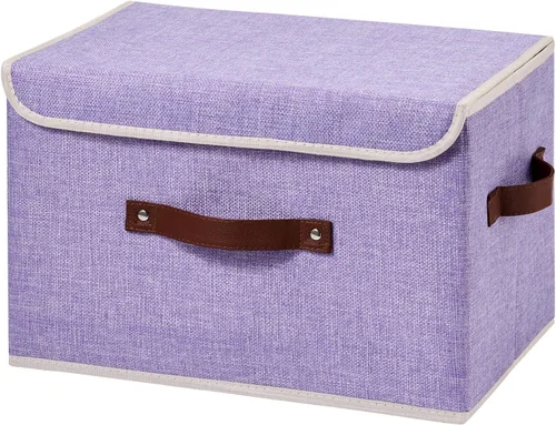 Miniatura 36 de Cajas de almacenamiento con tapa, contenedores de almacenamiento de tela de lino y algodón, contenedores organizadores, cestas decorativas plegables