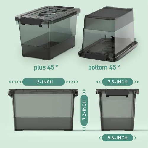 Miniatura 2 de Paquete de 4 contenedores de almacenamiento transparentes de 7 cuartos con tapas con cierre, contenedores de almacenamiento de plástico apilables