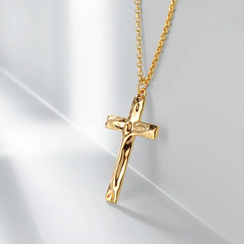 Miniatura 99 de Fettero - Collar con dije de cruz de fe, chapado en oro de 14 K, cadena fina, minimalista, simple, pequeña, para oración, regalo de joyería religiosa