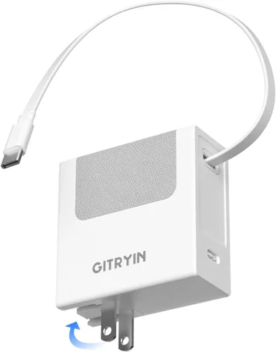 Miniatura 10 de Gitryin Cargador de pared USB C de 40 W con cable retráctil integrado, bloque de carga rápida plegable 2 en 1, artículos esenciales de viaje
