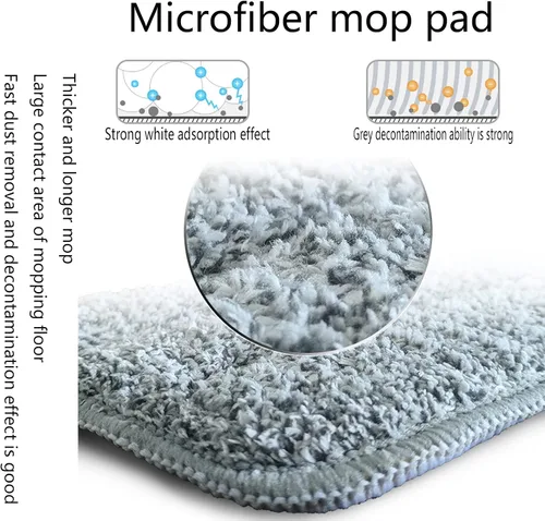 Miniatura 5 de Almohadillas de microfibra de 18 pulgadas, paquete de 6 cabezales de repuesto para mopas de microfibra para mopas húmedas y secas, almohadillas