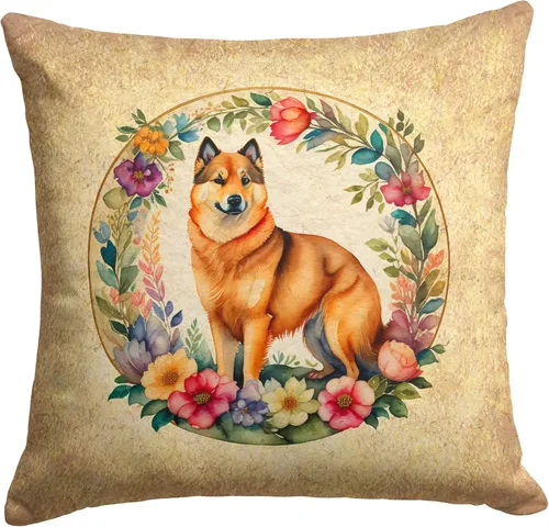 Miniatura 140 de Caroline's Treasures DAC2072PW1414 Affenpinscher and Flowers - Almohada decorativa de tela, lavable a máquina, para interiores y exteriores