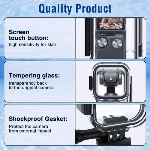 Miniatura 4 de Carcasa impermeable para DJI Osmo Pocket 3, pantalla táctil subacuática buceo carcasa protectora impermeable hasta 164.0 ft/164/ft con soporte