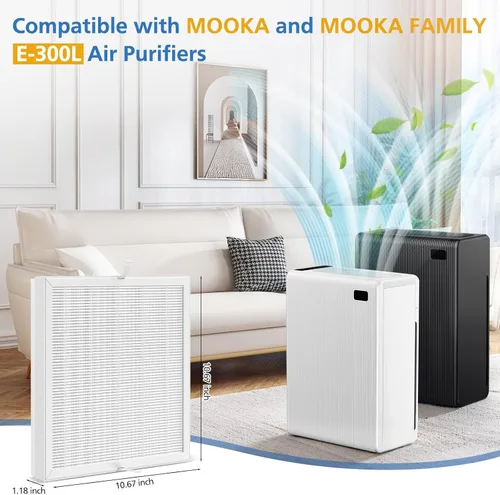 Miniatura 2 de Filtro de repuesto E-300L compatible con MOOKA y MOOKA FAMILY E-300L purificador de aire para habitaciones grandes, filtro de aire eficiente