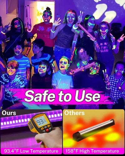 Miniatura 5 de Paquete de 2 barras de luz negras recargables, 5000 mAh de gran capacidad, luces negras alimentadas por batería para fiesta brillante, suministros