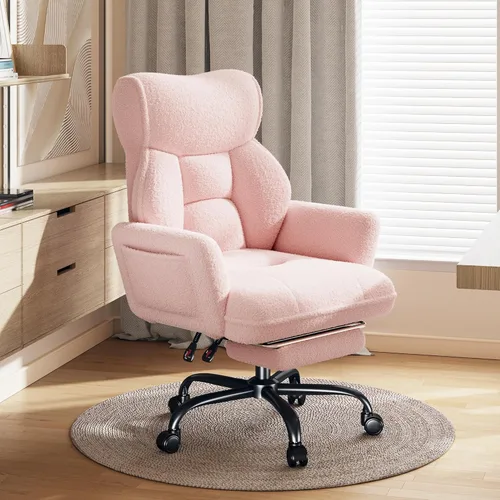 Miniatura 8 de DurayLoly Silla de oficina grande y alta con brazos y respaldo ajustables, silla de oficina ergonómica con reposapiés y tela cómoda para oficina