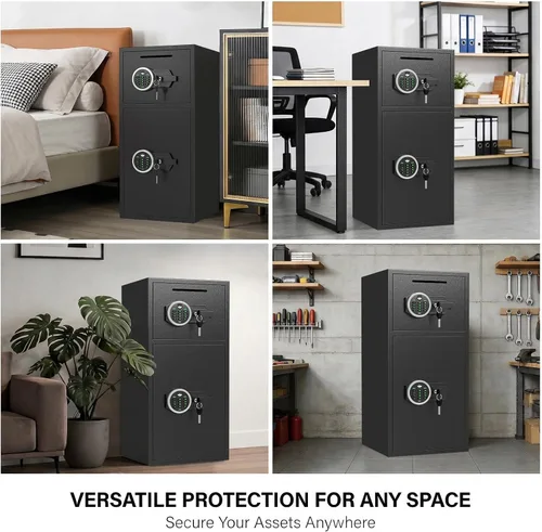 Miniatura 8 de kavey Caja Fuerte Grande de 6.0 Pies Cúbicos Resistente al Fuego e Impermeable, Caja Fuerte para Dinero con Función Silenciosa y Luz LED, Cajas