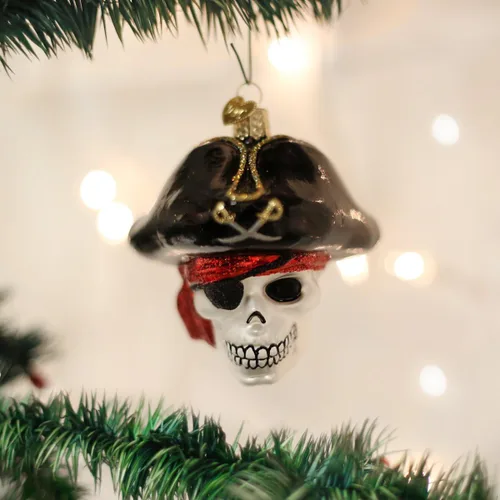 Miniatura 2 de Old World Christmas - Adorno de Jolly Roger de vidrio soplado para árbol de Navidad, decoración festiva artesanal, colección de Halloween