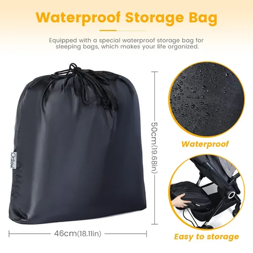 Miniatura 6 de Orzbow - Saco de dormir cálido universal para cochecito, bolsa de dormir para clima frío, piecera impermeable para niños pequeños (gris, grande)