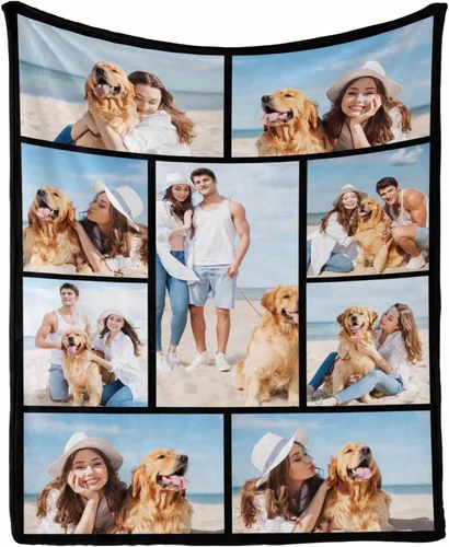 Miniatura 11 de Manta personalizada con tus fotos favoritas, manta personalizada con mis propias imágenes para familia, mamá, papá, hija, hijo, perro, hermanas