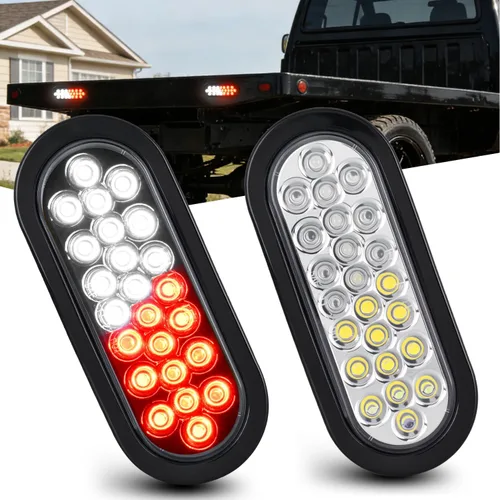 Miniatura 22 de Nilight Luz trasera ovalada de 6 pulgadas, 4 unidades, color rojo, 24 luces LED de parada de freno y giro con ojales de montaje empotrado, 4 luces