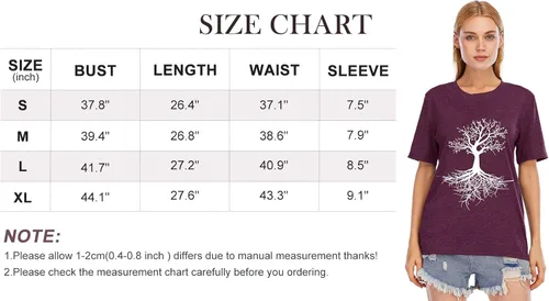 Miniatura 5 de Camisetas gráficas para mujer, camisetas con estampado de árbol de la vida, camiseta de campamento con plantas naturales, blusas casuales de manga