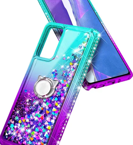 Miniatura 5 de NZND Compatible con Samsung Galaxy A13-5G funda para teléfono, aguamarina/morado Brillante purpurina flotante cascada líquida linda cubierta