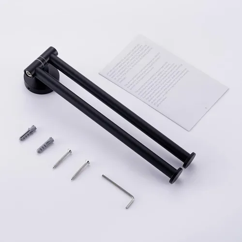 Miniatura 9 de KES Toallero giratorio negro de 9 pulgadas para baño, barra doble con giro de 2 brazos, para cocina, montado en la pared, de acero inoxidable SUS