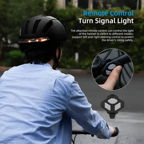 Miniatura 2 de ulip Casco de bicicleta inteligente con luz LED delantera trasera y visera desmontable y forro para adultos, hombres y mujeres, bicicleta