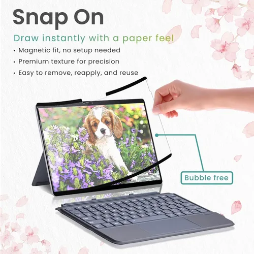 Miniatura 5 de BELLEMOND Protector de pantalla magnético Kent Paper para Microsoft Surface Pro de 12 a 12 pulgadas (2025), película mate extraíble y reutilizable