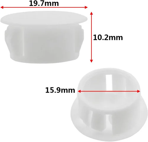 Miniatura 2 de 30 tapones de plástico de 0.630 in (5/8 pulgadas), tapas de extremo de tubería de color blanco con cierre a presión para tubos de esgrima de muebles