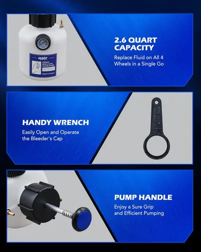Miniatura 7 de Kit de purga de frenos Orion Motor Tech, extractor de líquido de frenos de 2.5L para una persona compatible con Ford VW BMW y más, purga de presión