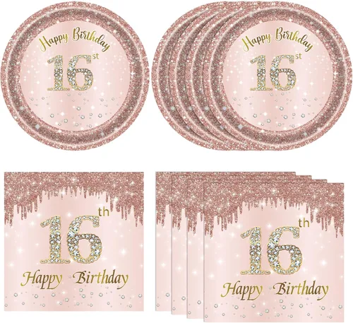 Miniatura 15 de Decoraciones de cumpleaños número 70 para mujer, decoraciones de cumpleaños número 70, platos y servilletas de oro rosa, decoraciones de cumpleaños