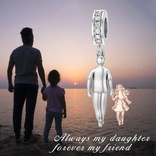Miniatura 197 de PROESS Dije para padre, madre e hija, pulsera de plata de ley para pulseras, regalos de cumpleaños, día de San Valentín, para hija, madre, amante