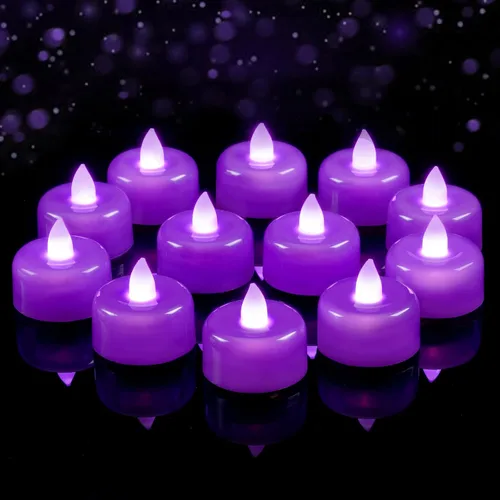 Miniatura 17 de Amagic - Paquete de 24 velas de té LED sin llama, velas de luz de té falsas eléctricas, funcionamiento a pila, para uso votivo, Halloween, Navidad