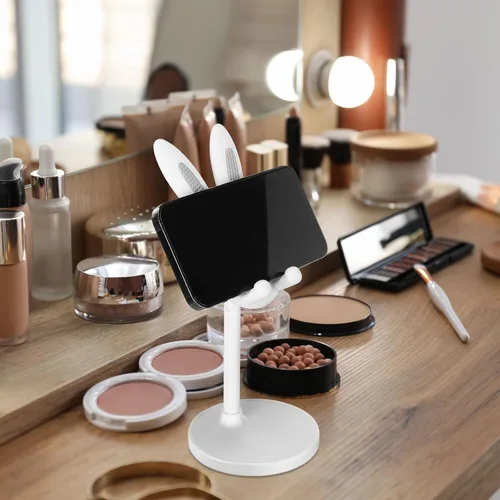 Miniatura 6 de Kathfly Paquete de 2 bonitos soportes para teléfono, soporte ajustable para teléfono de conejito para escritorio, soporte Kawaii, accesorios