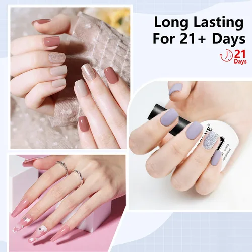 Miniatura 4 de JODSONE - Juego de 2 capas de gel de 0.3 fl oz sin necesidad de limpieza, acabado claro brillante de larga duración, no requiere remojo, requiere