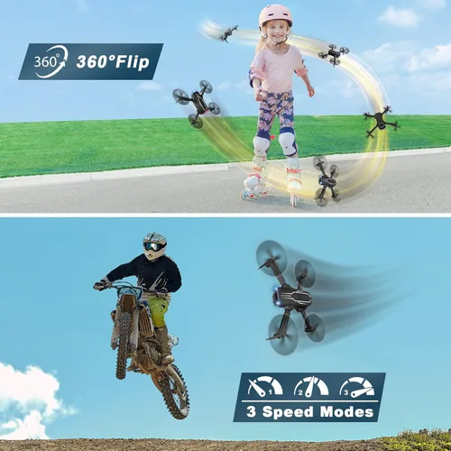 Miniatura 3 de Mini dron con cámara para adultos y niños - drones con cámara FPV HD 1080P de 90° con lente ajustable, selfies con gestos, inicio con una tecla
