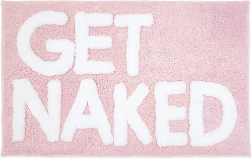 Miniatura 12 de New Mungo Alfombra de baño con texto en inglés «Get Naked», color negro, con letras blancas para decoración de apartamentos, divertida alfombra