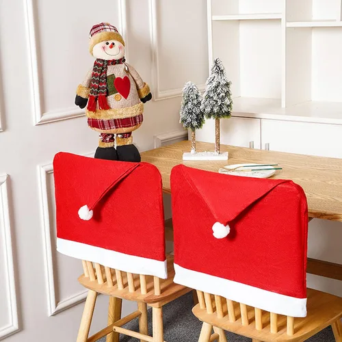 Miniatura 4 de traderplus 4 fundas para sillas de Navidad, decoración de sombrero de Papá Noel, vacaciones de Navidad