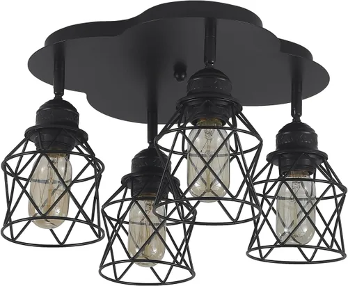 Miniatura 9 de Luminarias de techo para cocina de 4 luces con montaje al techo, lámpara de techo empotrada negra ajustable multidireccional, lámpara de jaula