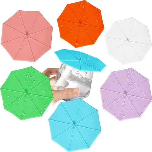 Miniatura 9 de Patelai 6 fundas de silicona para tazas de 4.13 pulgadas, tapa de taza de café, reutilizables, para bebidas y té, sellado hermético de vidrio, tapas