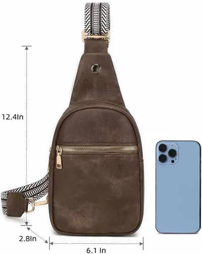 Miniatura 5 de WSRYDLDJ - Cangurera pequeña de cuero para mujer, cangurera cruzada de cuero, bolsa de pecho para mujer
