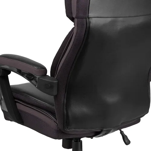 Miniatura 14 de Flash Furniture Hercules Series Silla de oficina giratoria LeatherSoft con respaldo alto, silla ejecutiva ergonómica con reposacabezas y altura Negro