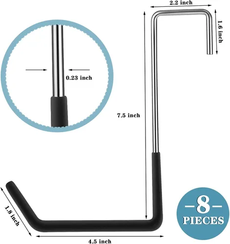 Miniatura 2 de Ferraycle 8 ganchos para colgar en forma de Rafter de acero galvanizado para escaleras, accesorios deportivos, organizador de almacenamiento