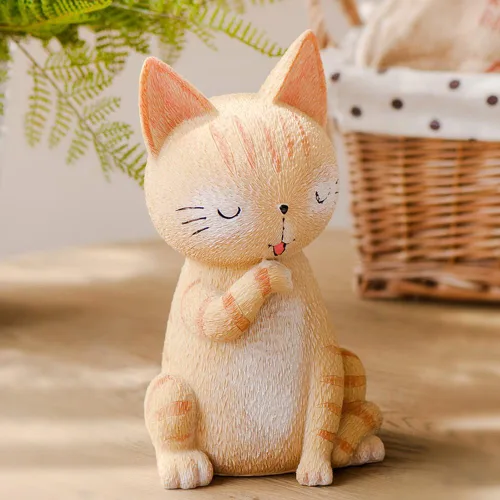 Miniatura 4 de WAIT FLY Alcancía de resina con diseño de gato de pie