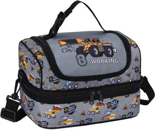 Miniatura 15 de VASCHY - Lonchera para niños, bolsas de almuerzo aisladas de dos compartimentos para niños y niñas con correa para el hombro para la escuela