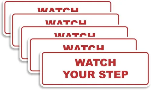 Miniatura 45 de Signs ByLITA Letrero estándar para pared o puerta con texto en inglés «Watch Your Step», señalización de salud y seguridad (negro), mediano