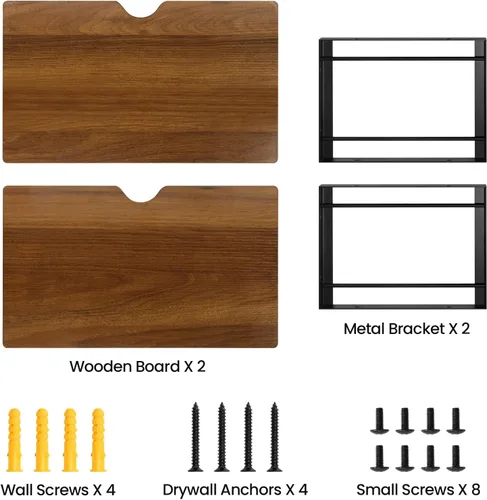 Miniatura 9 de Mesita de Noche Flotante Estante de Pared, Estante de Cabecera de Madera Mesita de Noche Montada en Pared Juego de 2, Mesa de Cabecera Flotante