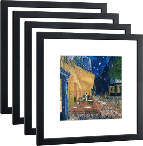 Miniatura 16 de Juego de 4 portarretratos de 4 x 6 pulgadas, hechos de madera maciza con cristal real, para fotos de 4 x 6 pulgadas sin paspartú, montaje en pared