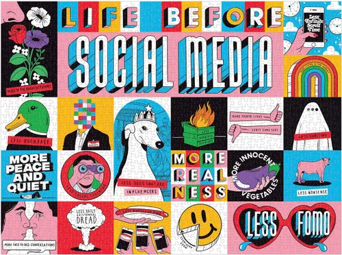 Miniatura 3 de Galison Life Before Social Media - Rompecabezas de 1000 piezas, multicolor