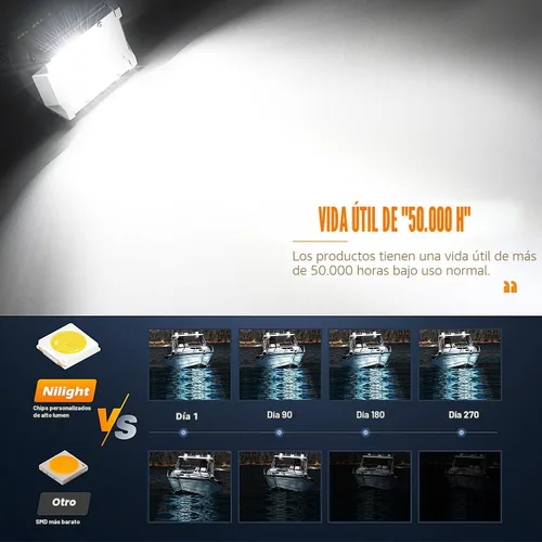 Miniatura 4 de Nilight - Luces LED marinas combinadas de punto de inundación de 4 pulgadas, 2 unidades, luces de navegación, iluminación de cubierta de pontón