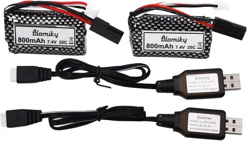 Miniatura 6 de Blomiky Paquete de 2 baterías recargables de iones de litio de 7.4 V 800 mAh con enchufe 5500 de repuesto para XLH 9135 9136 9137 9138 9145 9130 RC