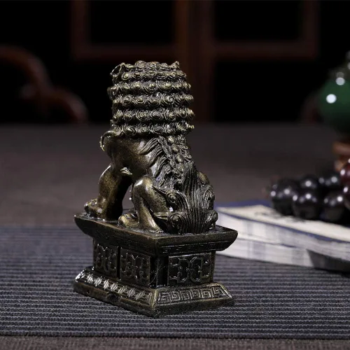 Miniatura 3 de Foo Dogs - Estatuas de león guardián, par de figuras de perros Fengshui Fu, inauguración de la casa, felicitaciones para evitar la energía malvada