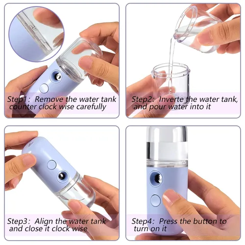 Miniatura 4 de Mudder 8 piezas Nano Facial Mister Rociador Facial Portátil Humidificador de mano Atomización USB Recargable 1.0 fl oz Vaporizador facial